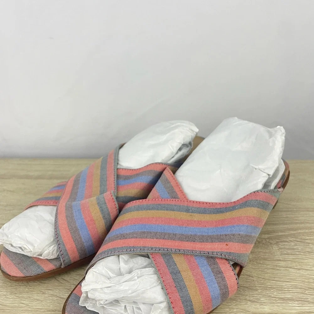 Madewell The Ruthie Crisscross Mule Sandals in Rainbow Stripe Womens Size 7.5 - Picture 2 of 10